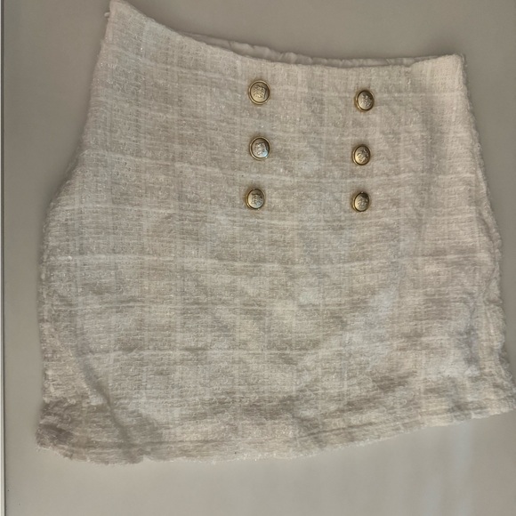 NWOT white tweed high waisted skirt, size large - Picture 4 of 7